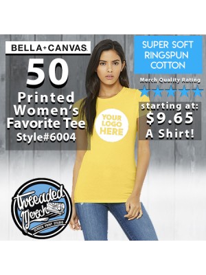 50 Custom Screen Printed Bella + Canvas 6004 Ladies ' The Favorite T-Shirt '